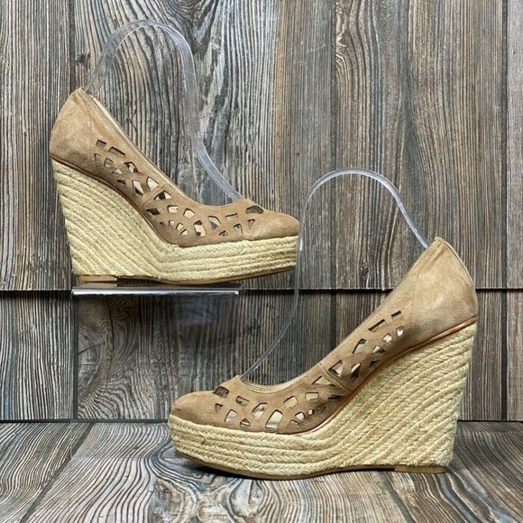 Calvin Klein Suede Espadrille Wedge Heels Sandals - Picture 9 of 10